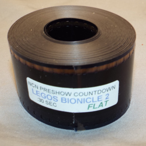 Photo of a small 35mm film reel labelled legos bionicle 2.