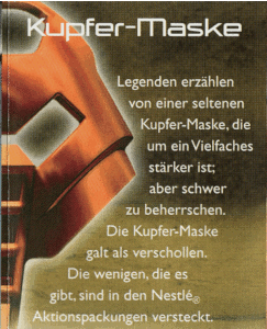 German mask description in the pamphlet, transcribed below.