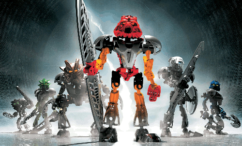The Toa Nuva standing in a chamber flooded with protodermis washing over their feet.