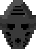 Art of Onua's mask, looking slightly down. The black color is dusty.