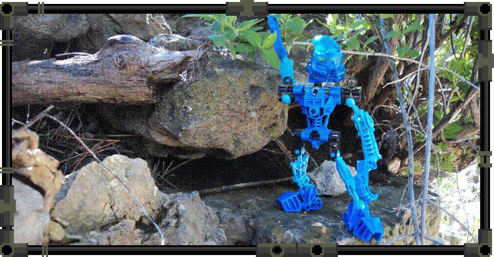 Gali makes her way down a rock face of some ruins.